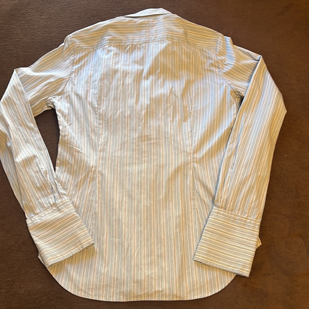Ralph Lauren BLUE GREY RUFFLE SHIRT BLOUSE NWT - Picture 8 of 8